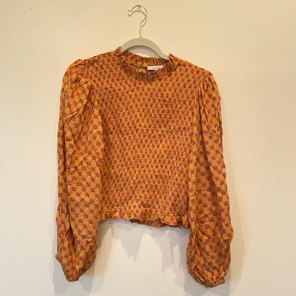 Olivaceous Flower Puff Sleeve Top - Picture 3 of 5